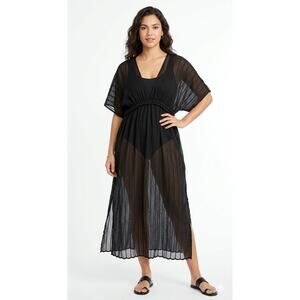 Time and Tru Black Braided Waist Kaftan Swim Cover-Up - Size XL (16-18) - NWT